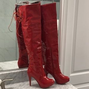 Sexy Patton Leather Over the Knee Boots